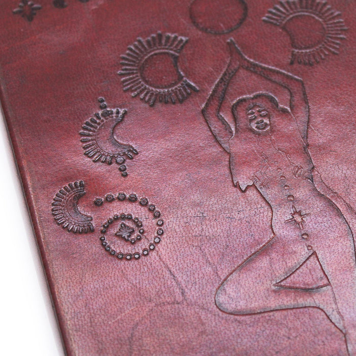 Vegetable Tanned Leather Notebook with Strap - Cosmic Goddess (Medium)