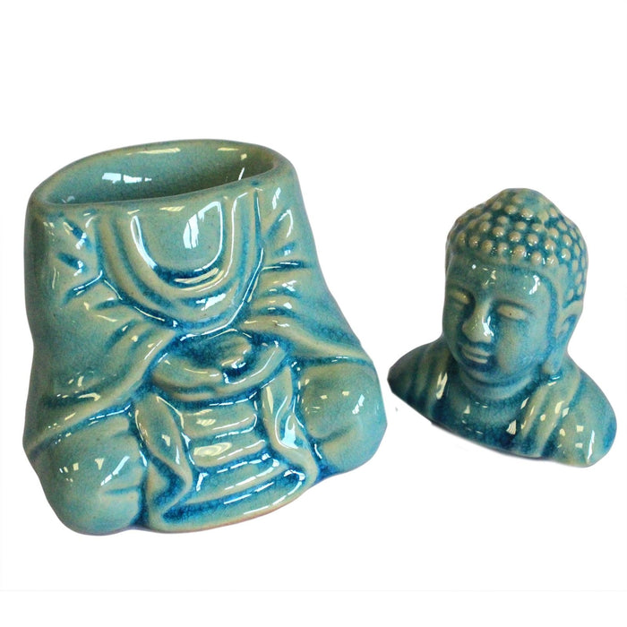 Keramik-Ölbrenner - Sitzender Buddha, Blau