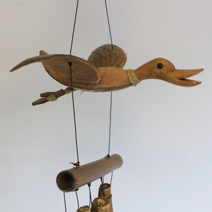 Natural Bamboo Wind Chime with Coconut Duck