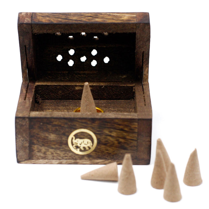 Kleine Räucherkerzenbox aus Mangoholz