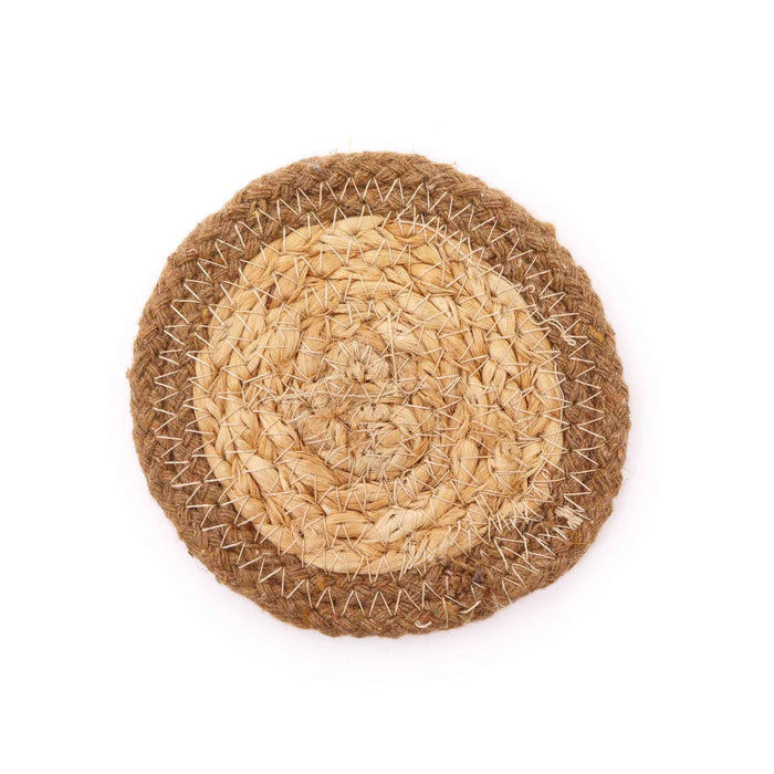 Jute & Cotton Coasters - Natural, Set of 4