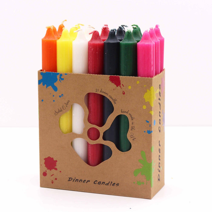 Dinnerkerzen-Set in Unifarben – 7 Farben – 21er-Pack