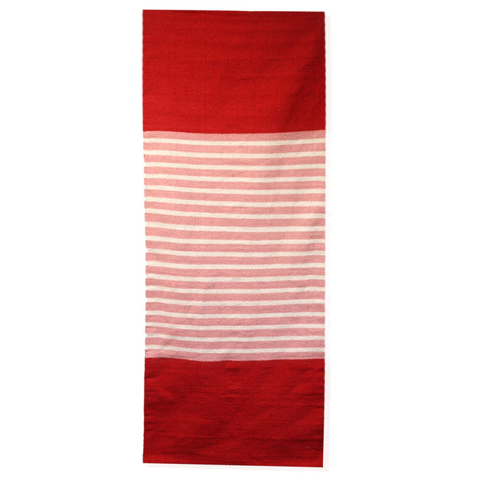 Gestreifter indischer Baumwollteppich – Rot / Rosa