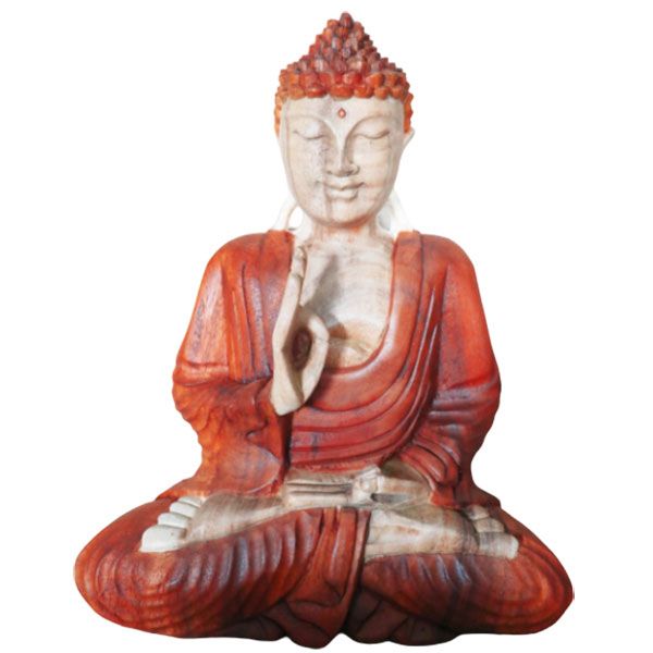 Geschnitzte Buddha-Statue aus Holz, Lehrübertragung – 30 cm