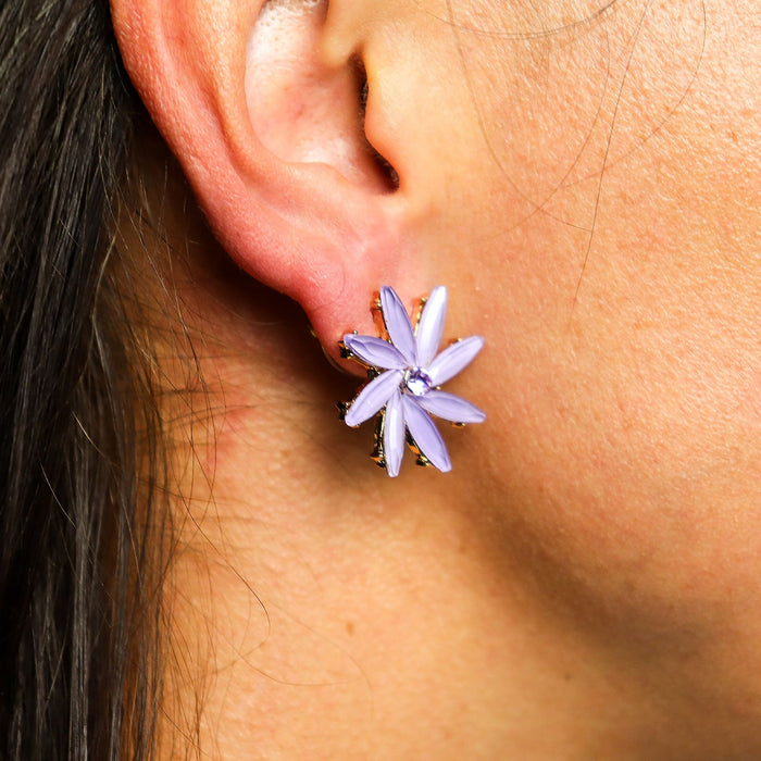 Nymph Aurora Glass Earrings - Flowers, Lavender