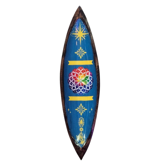 Emaille-Räucherschale - Mangoholz - Mandala