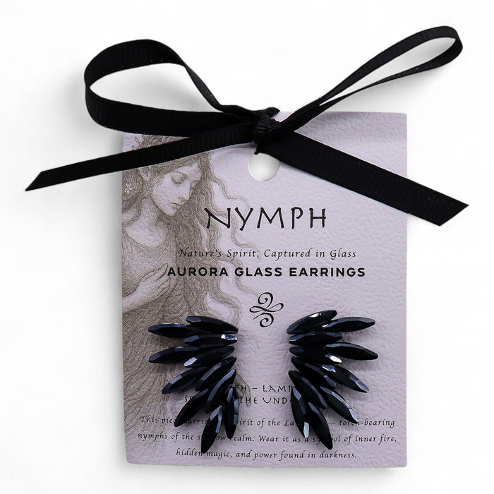 Nymph Aurora Glass Earrings - Fairies, Jet Black
