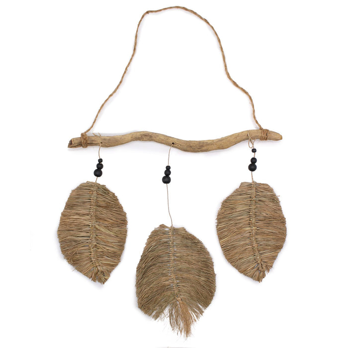 Rustic Wall Hanging - 3x Raffia Leaves