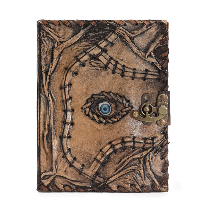 Leder Notizbuch - Böser Blick, Büttenränder (20,3cm x 15,2cm)