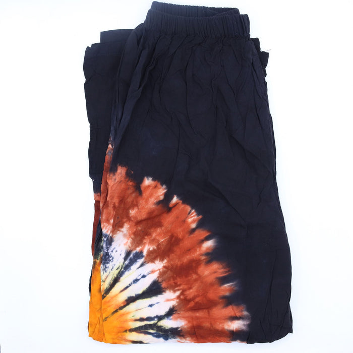 Loungehose im japanischen Stil – Schwarz, Schokobraun & Orange (Medium)