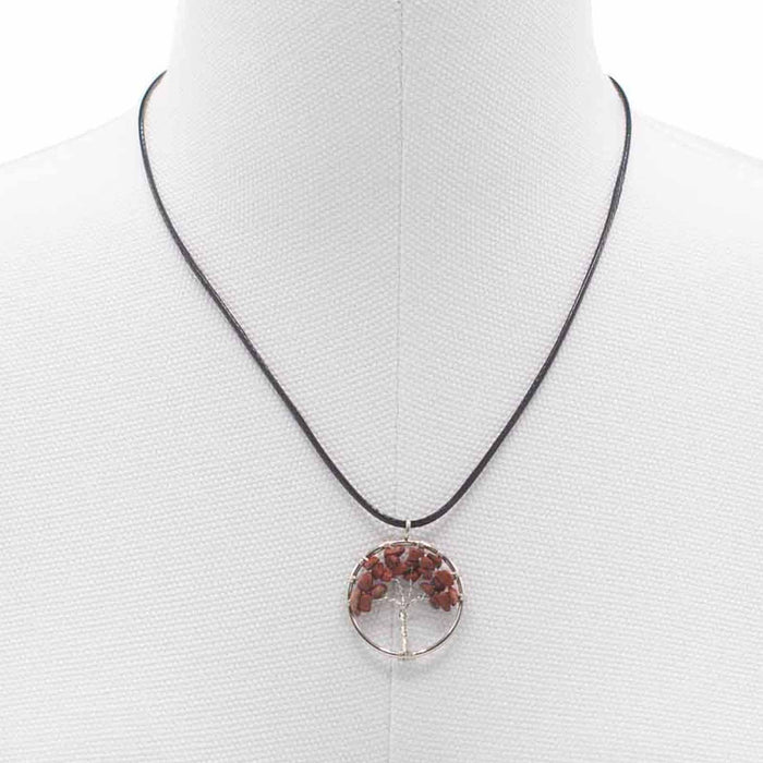 Gemstone Tree of Life Pendant - Red Jasper