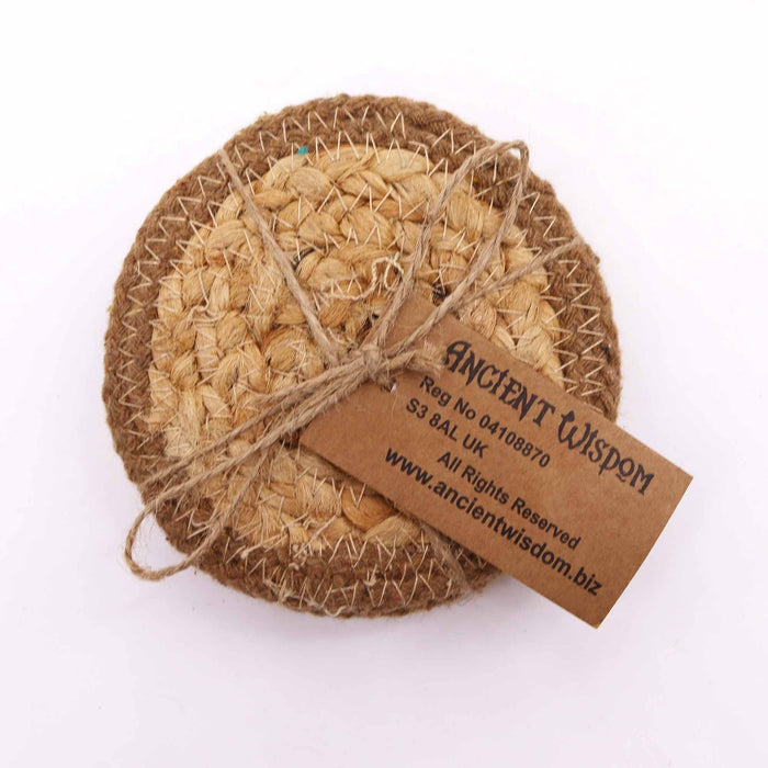 Jute & Cotton Coasters - Natural, Set of 4