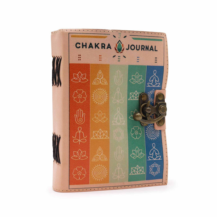 Ledernotizbuch - CHAKRA JOURNAL, handgeschöpftes Papier (18x13 cm)