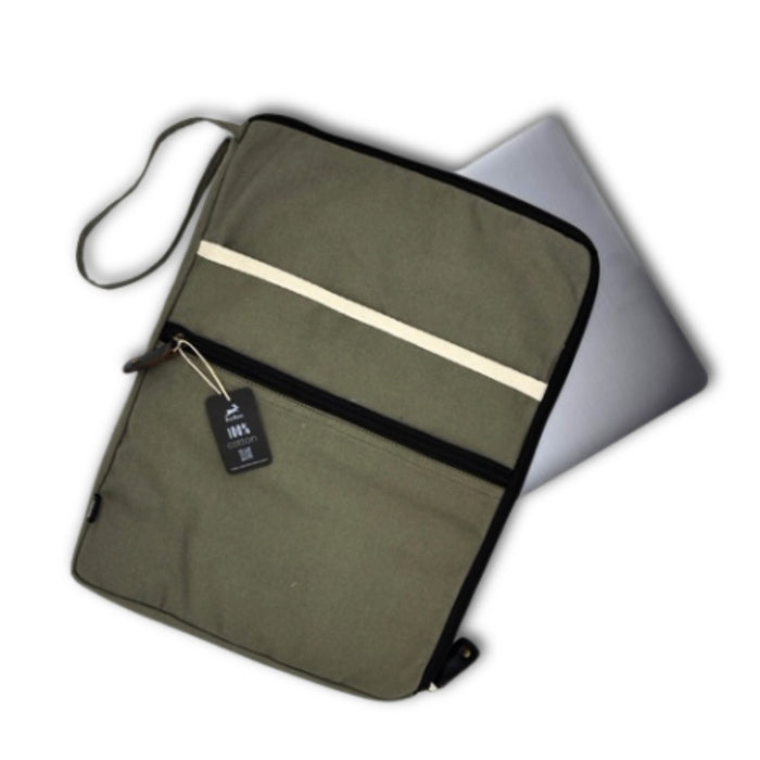 Große Laptop-Tasche aus Segeltuch – Oliv