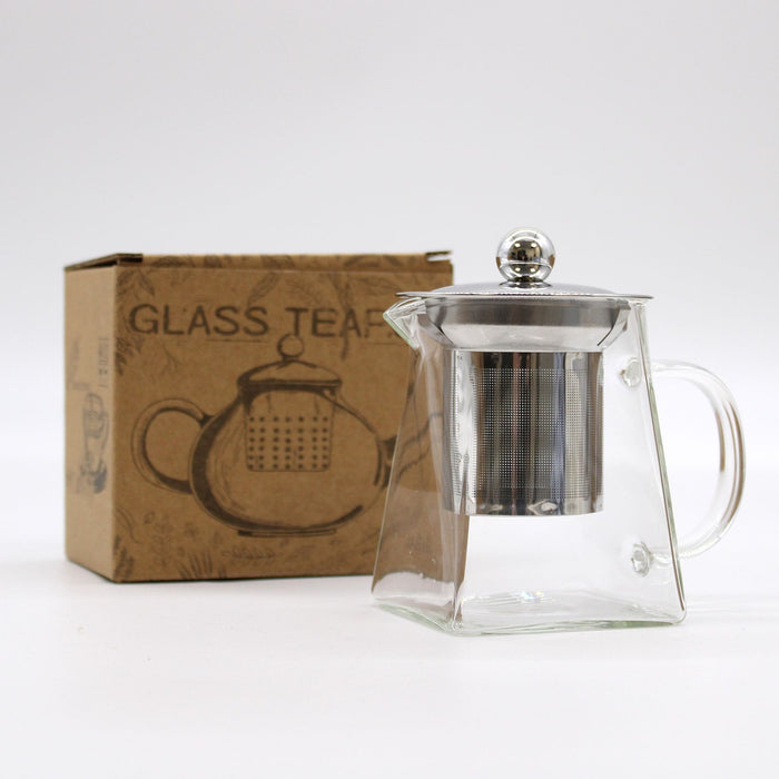 Glas-Teekanne mit Siebeinsatz – Turmform (350 ml)