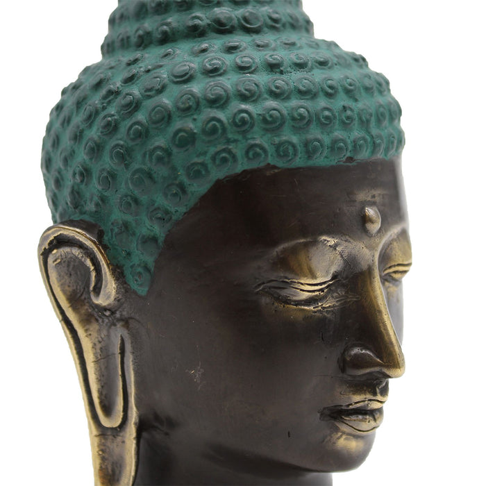 Large Antiqued Brass Buddha Head