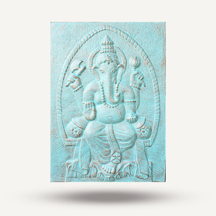 Large Turquoise Ganesha Relief - 1M
