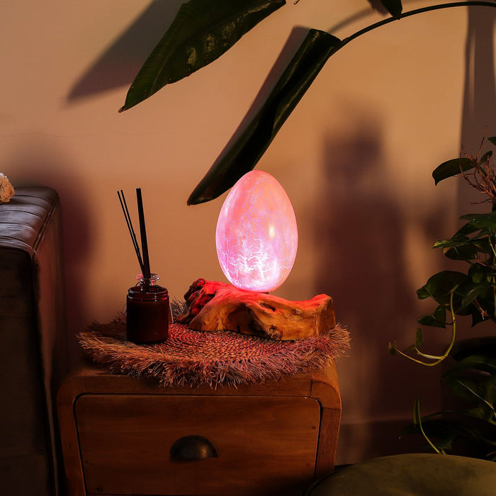 DriftGlow Lampe - Orange Crackle „Fire Egg“ Schirm