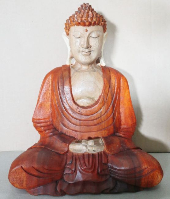 Geschnitzte Buddha-Statue aus Holz, Meditation - 30cm