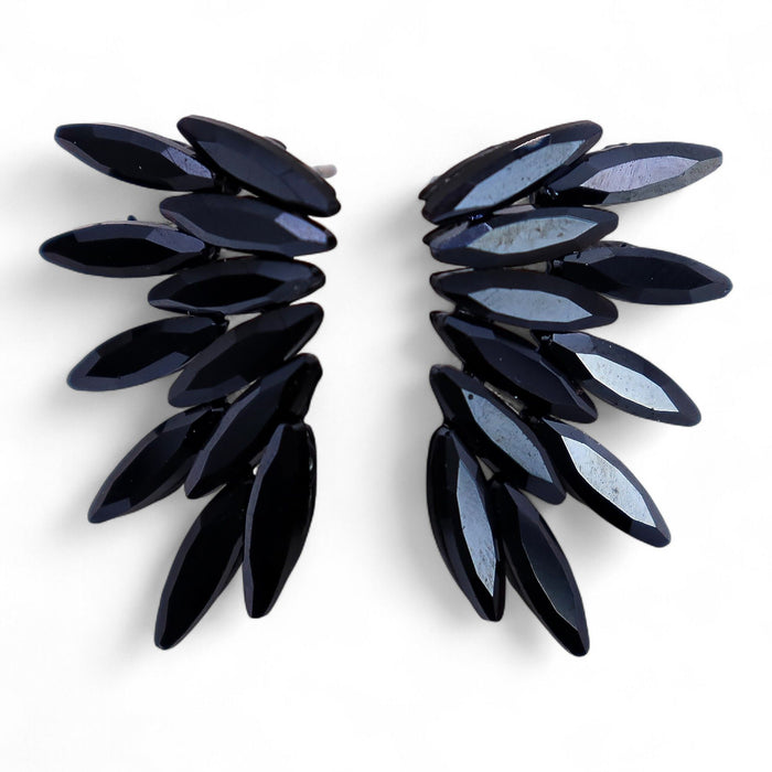 Nymph Aurora Glass Earrings - Fairies, Jet Black