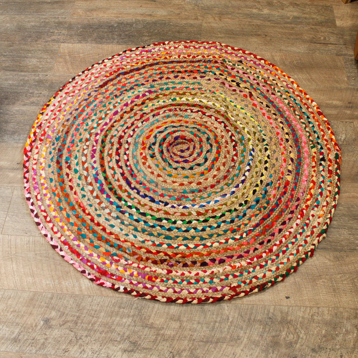 Runder Teppich aus Jute und recycelter Baumwolle – 120 cm