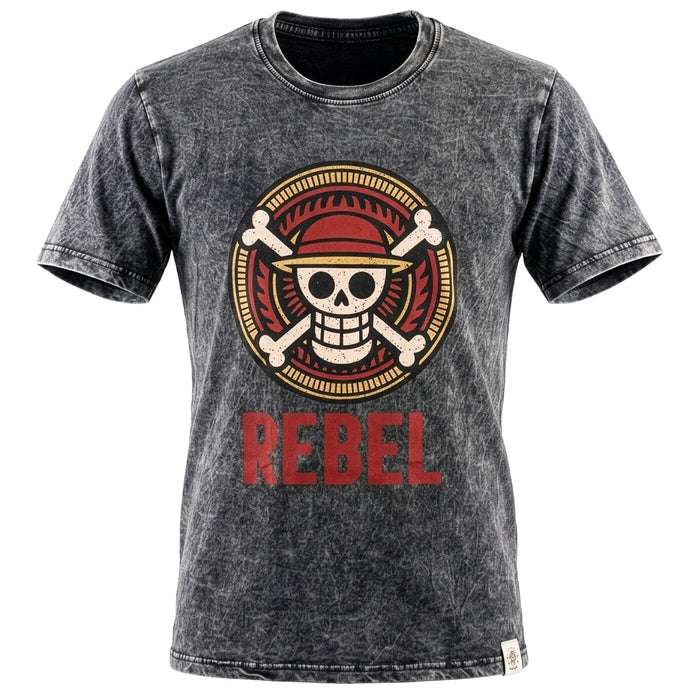 Stonewashed Cotton T-Shirt - Rebel, Charcoal (XL)