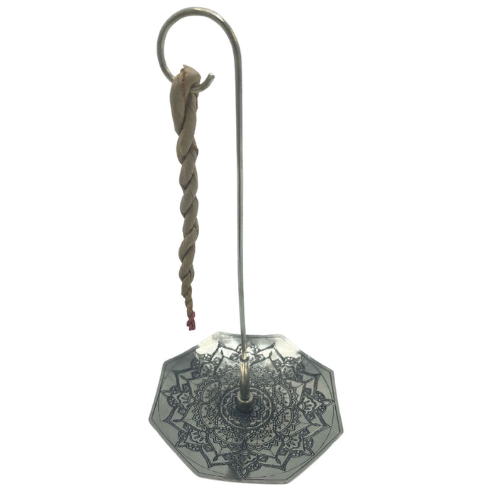 Räucherseil & versilberter Halter – Mandala-Blume