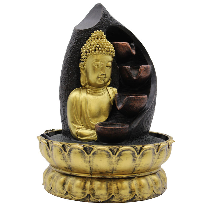 Tabletop Water Feature - Golden Buddha & Pouring Pots