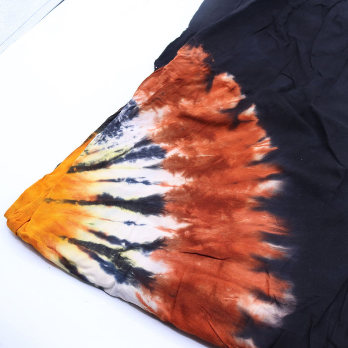 Loungehose im japanischen Stil – Schwarz, Schokobraun & Orange (Medium)