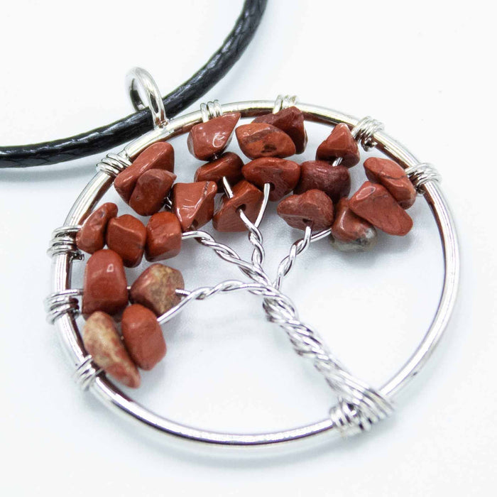Gemstone Tree of Life Pendant - Red Jasper