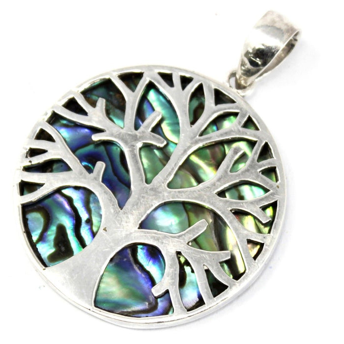 Sterling Silver & Abalone Pendant - Tree of Life (30mm)