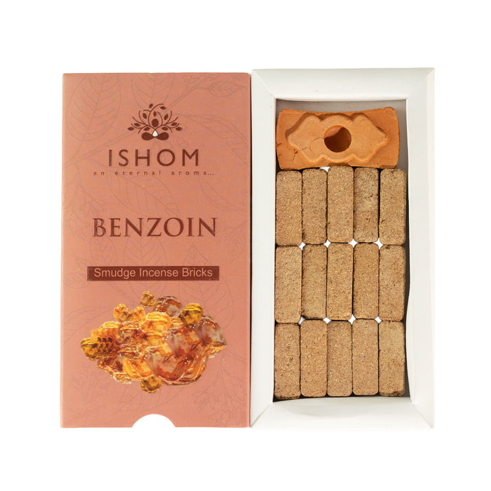 ISHOM Incense Smudge Bricks & Burner - Benzoin