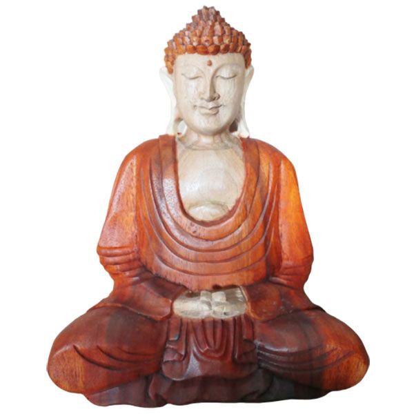 Geschnitzte Buddha-Statue aus Holz, Meditation - 30cm