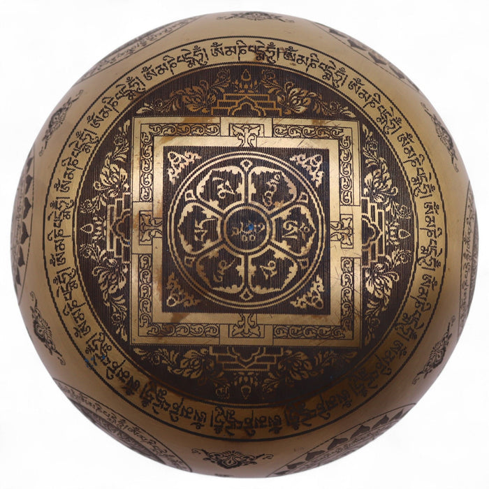 Set of 4 Etched Brass Singing Bowls - Yogi
