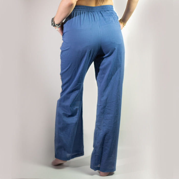 Baumwoll-Freizeithose (L/XL) – Evil Eye, Blau & Gold