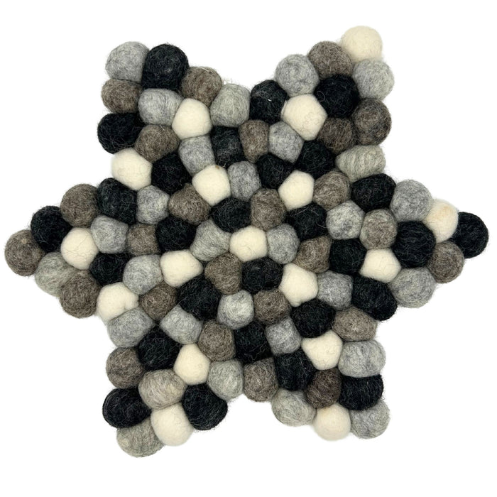 Multi-Grey Felt Ball Centre Mat - Star