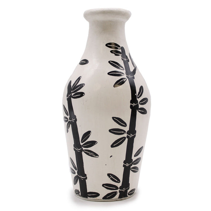 Vase en céramique de forme ornementale - Motif bambou, naturel