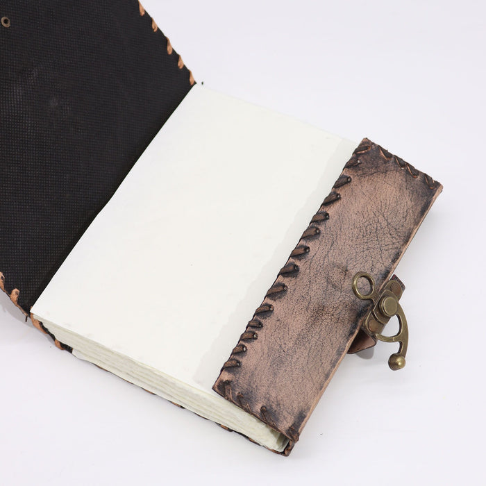 Leder Notizbuch - Böser Blick, Büttenränder (20,3cm x 15,2cm)