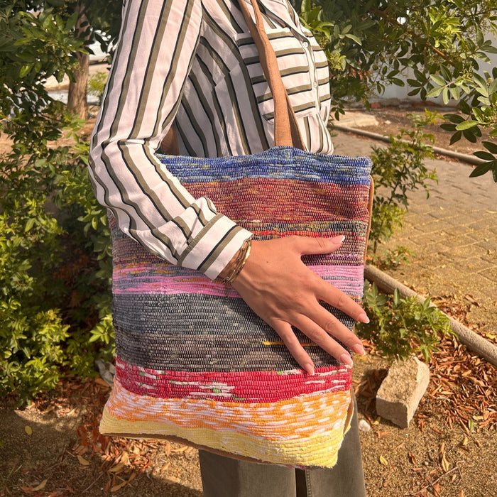 Recycled Rug Tote Bag - Shades of Lavender