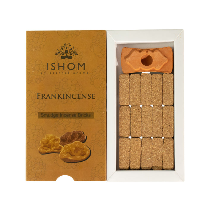 ISHOM Incense Smudge Bricks & Burner - Frankincense