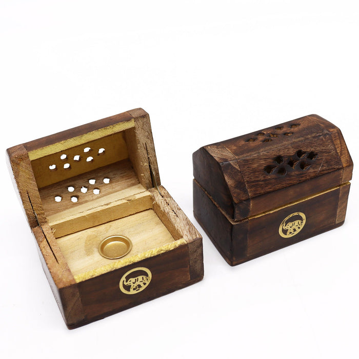 Kleine Räucherkerzenbox aus Mangoholz