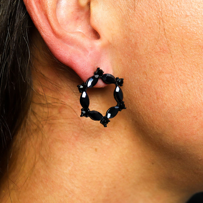 Nymph Aurora Glass Earrings - Loop, Jet Black