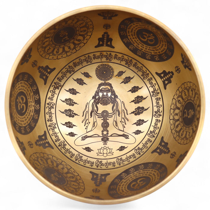 Set of 4 Etched Brass Singing Bowls - Yogi