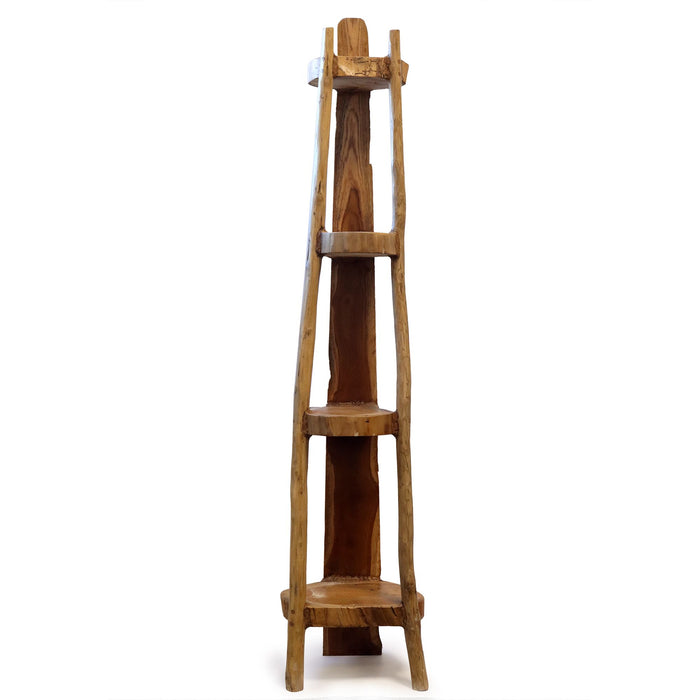 Natural Teak Corner Unit - 4 Shelves