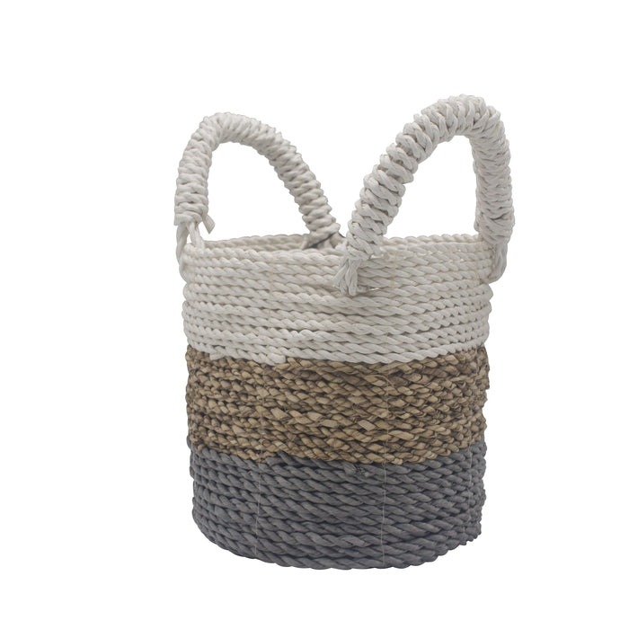 Seegras-Körbe – Grau, Natur & Weiß – 3er-Set