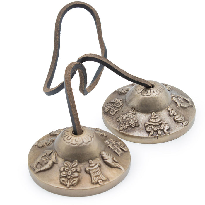 Brass Tibetan Tingsha Bells - Lucky Symbols