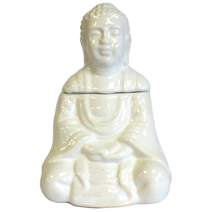 Keramik Duftlampe – Sitzender Buddha, Weiß
