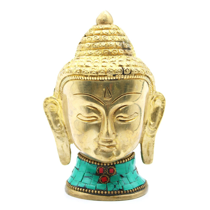 Großer Buddha-Kopf aus Messing