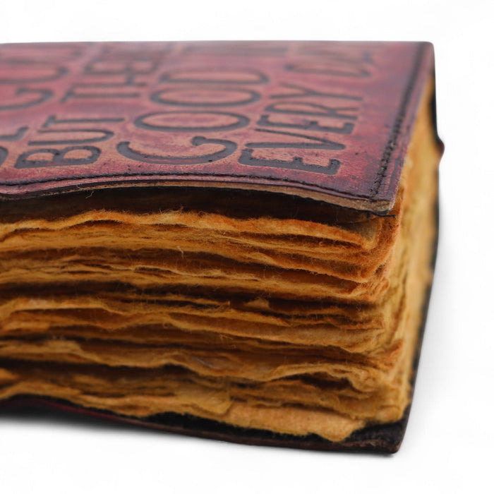 Carnet en cuir – Tous les jours ne sont pas forcément bons, bords frangés (12,7 cm x 8,9 cm)