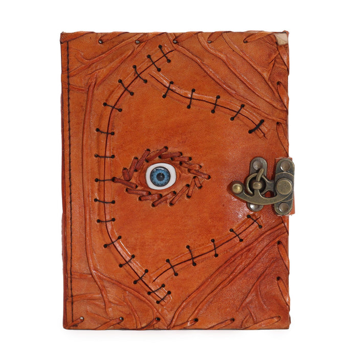 Leder Notizbuch - Böser Blick, Hellbraun (20x15cm)